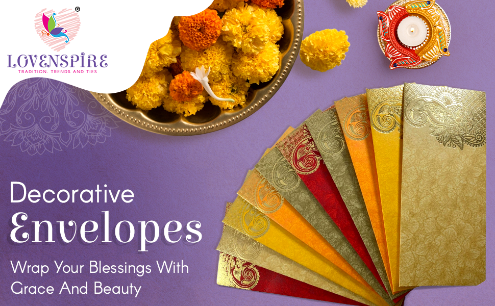 Money Envelopes (7.5 x 3.5 Inch) Elegant Floral Paisley Pattern Shagun Lifafa for Indian Wedding, Birthday | Cash Gift Holder & Home Savings Organizer