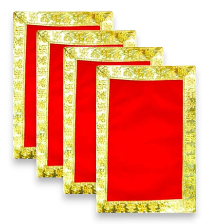 2/4CT Velvet Pooja Mat Aasan Cloth for God Goddess Idol Puja Asan Mandir Temple Home Office Decor Base Chowki Asana Indian Festival Diwali Decoration Item Housewarming Gift - LoveNspire