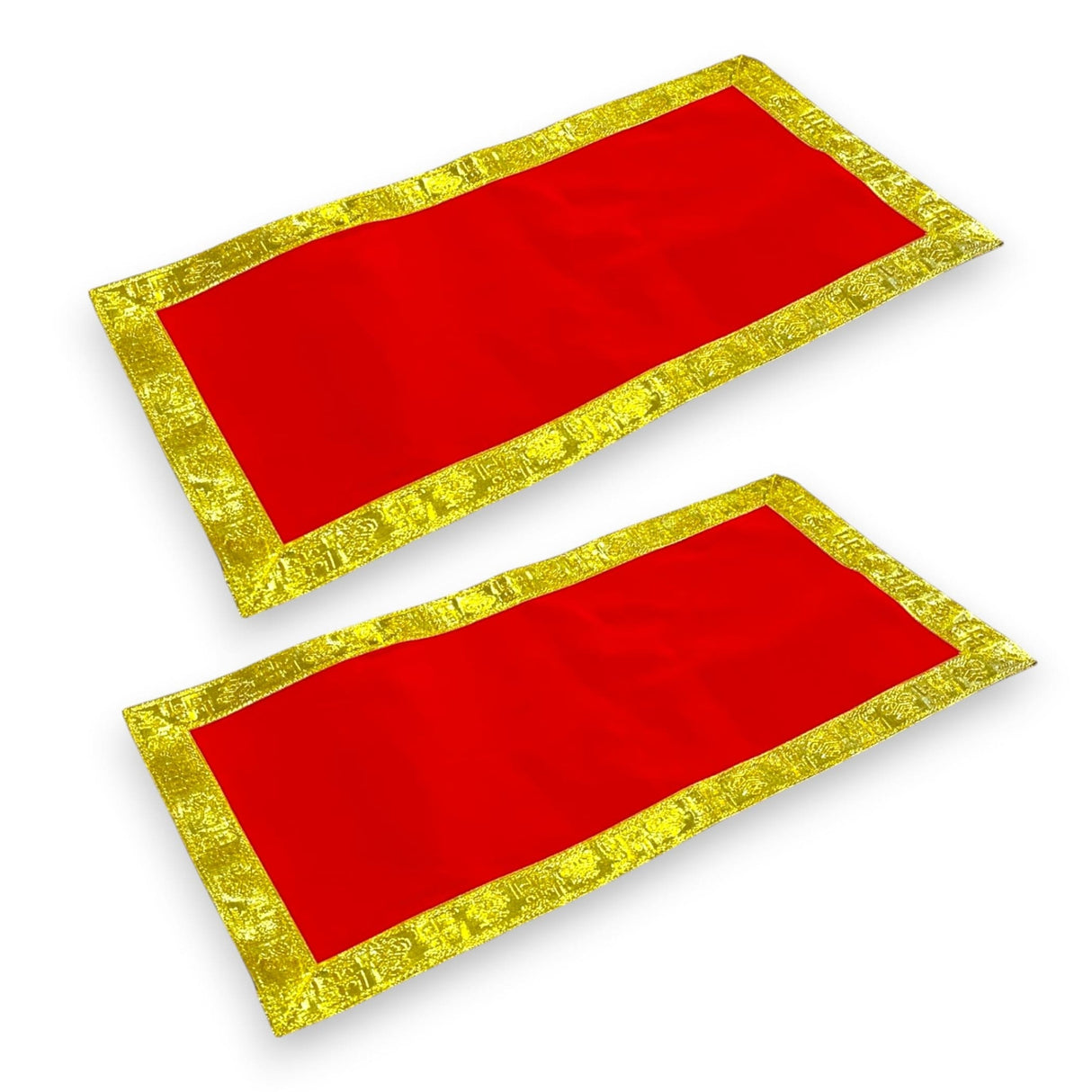 2/4CT Velvet Pooja Mat Aasan Cloth for God Goddess Idol Puja Asan Mandir Temple Home Office Decor Base Chowki Asana Indian Festival Diwali Decoration Item Housewarming Gift - LoveNspire