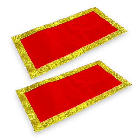 2/4CT Velvet Pooja Mat Aasan Cloth for God Goddess Idol Puja Asan Mandir Temple Home Office Decor Base Chowki Asana Indian Festival Diwali Decoration Item Housewarming Gift - LoveNspire