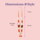1-inch traditional white orange floral idol mala garland on adjustable strap