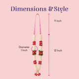 2PC Idol Mala 12 Inch white red floral satin garland with pearl beads