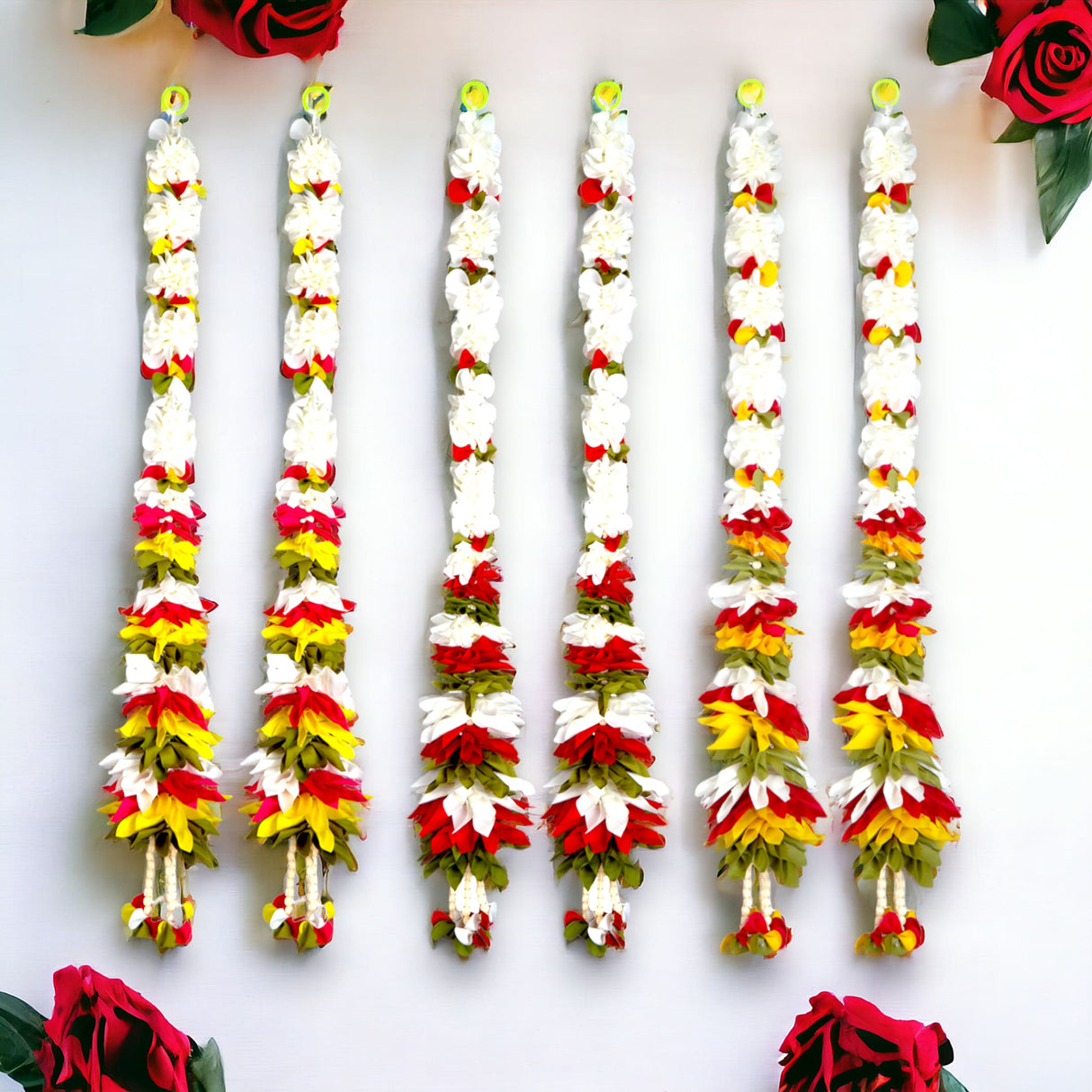 2 strings artificial fabric jasmine garland for festivals