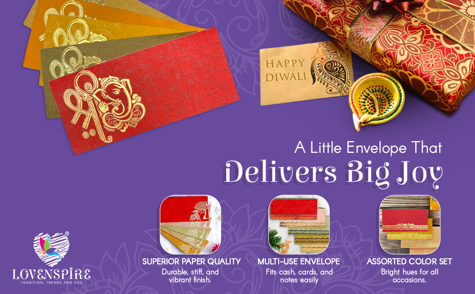 Money Envelopes (7.5 x 3.5 Inch) Elegant Floral Paisley Pattern Shagun Lifafa for Indian Wedding, Birthday | Cash Gift Holder & Home Savings Organizer