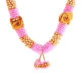 Pack of 2 pink gold fabric rose varmala wedding garlands 26 inch