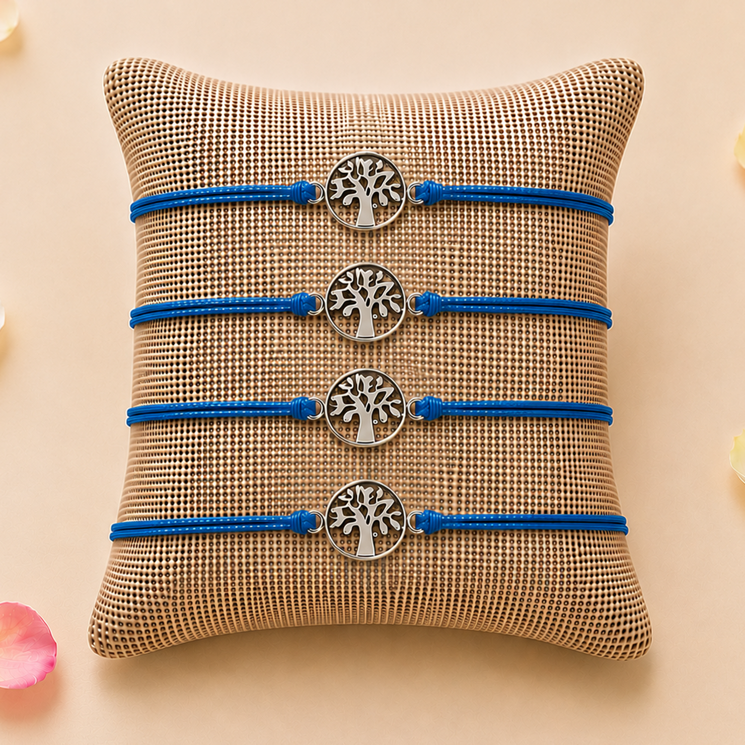 Tree of Life Charm Rakhi (4 Pcs) for Brother & Bhabhi - Traditional Raksha Bandhan Bracelet, Protection & Good Luck Jewelry Gift