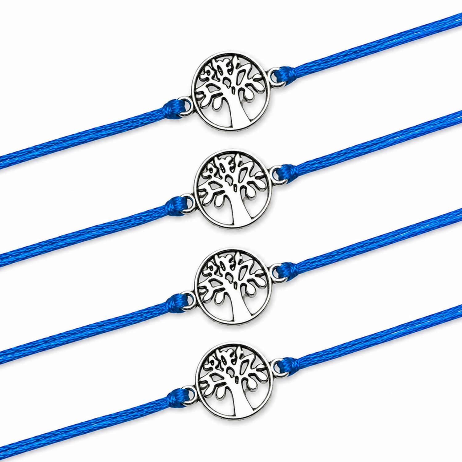 Tree of Life Charm Rakhi for Brother (4 Pcs) - Handcrafted Raksha Bandhan Thread Bracelet Jewelry for Bhai, Sign of Protection & Good Luck