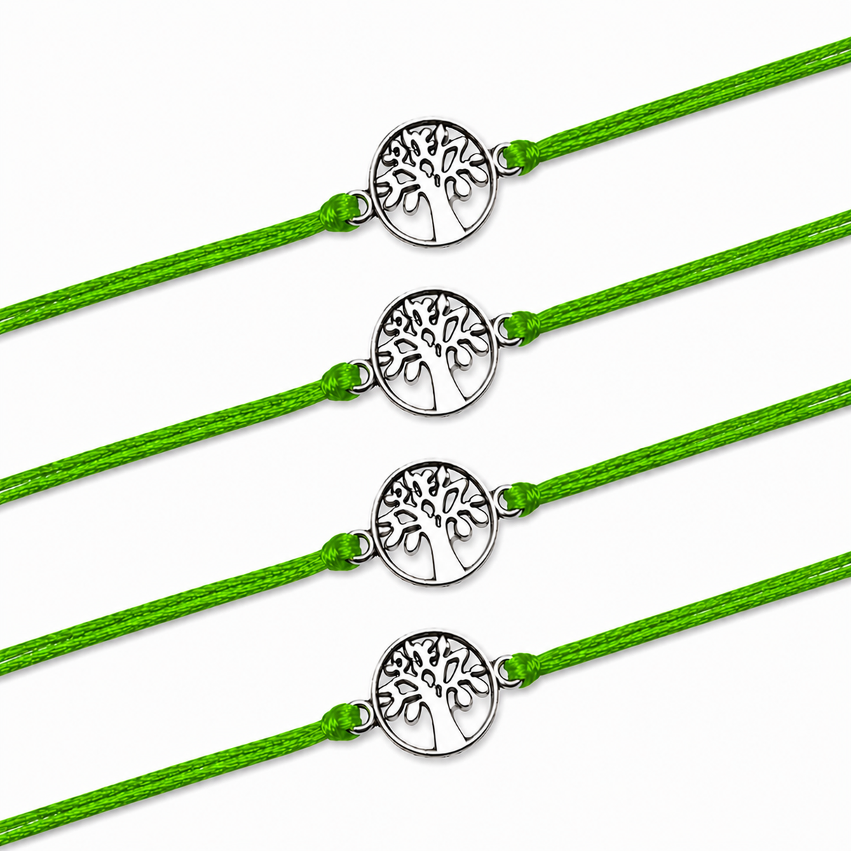 Tree of Life Charm Rakhi for Brother (4 Pcs) - Handcrafted Raksha Bandhan Thread Bracelet Jewelry for Bhai, Sign of Protection & Good Luck