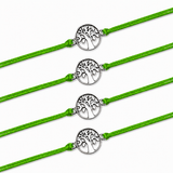 Tree of Life Charm Rakhi for Brother (4 Pcs) - Handcrafted Raksha Bandhan Thread Bracelet Jewelry for Bhai, Sign of Protection & Good Luck