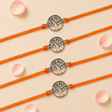 Tree of Life Charm Rakhi for Brother (4 Pcs) - Handcrafted Raksha Bandhan Thread Bracelet Jewelry for Bhai, Sign of Protection & Good Luck