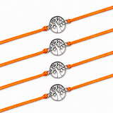 Tree of Life Charm Rakhi for Brother (4 Pcs) - Handcrafted Raksha Bandhan Thread Bracelet Jewelry for Bhai, Sign of Protection & Good Luck
