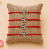 Tree of Life Charm Rakhi for Brother (4 Pcs) - Handcrafted Raksha Bandhan Thread Bracelet Jewelry for Bhai, Sign of Protection & Good Luck