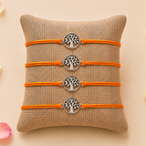 Tree of Life Charm Rakhi for Brother (4 Pcs) - Handcrafted Raksha Bandhan Thread Bracelet Jewelry for Bhai, Sign of Protection & Good Luck