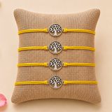 Tree of Life Charm Rakhi for Brother (4 Pcs) - Handcrafted Raksha Bandhan Thread Bracelet Jewelry for Bhai, Sign of Protection & Good Luck