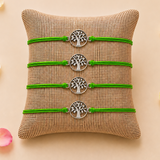 Tree of Life Charm Rakhi for Brother (4 Pcs) - Handcrafted Raksha Bandhan Thread Bracelet Jewelry for Bhai, Sign of Protection & Good Luck