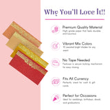 Vibrant assorted 3-wheel shagun money envelopes with gold borders