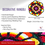 Faux fur yarn wool flower rangoli mat canvas base aasan