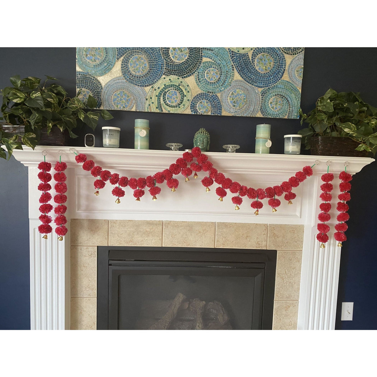 4.5feet red marigold toran garland indian wedding