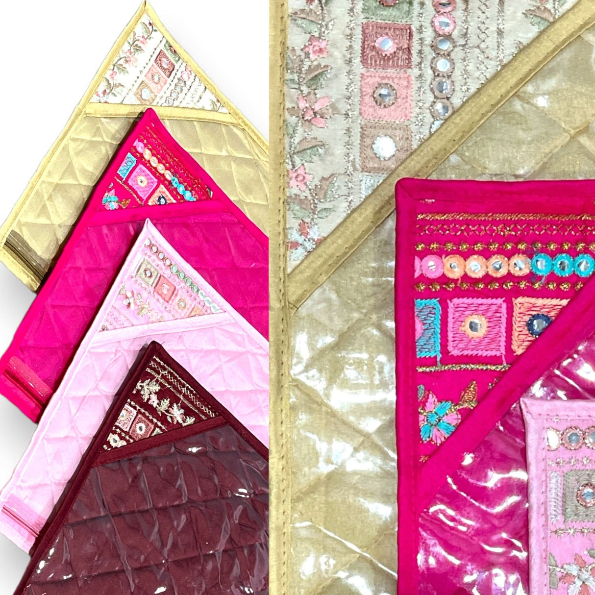 Pack of 4 assorted sari bag with zipper closure single