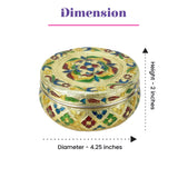 Ornate Meenakari stainless steel round laddu box with floral enamel designs