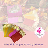 Pack of 10 vibrant paisley Shagun money envelopes in pink, gold, red for Diwali, weddings