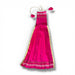 Vibrant fuchsia satin lehenga with gold pleats for Gudi Padwa decoration