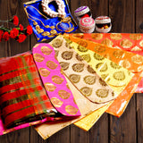 5 assorted brocade sari bags with zipper closure clothes