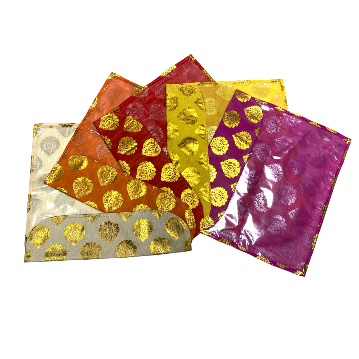 5 assorted brocade sari bags with zipper closure clothes