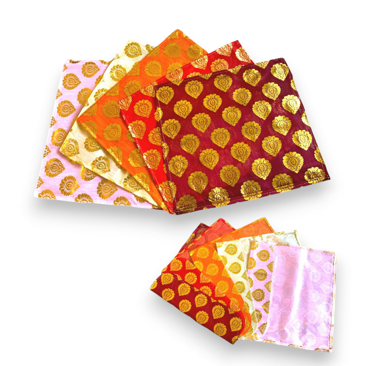 5 assorted brocade sari bags with zipper closure clothes