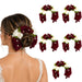 Elegant maroon and white floral artificial gajra with green leaves and pearls for traditional bridal hair accessories
