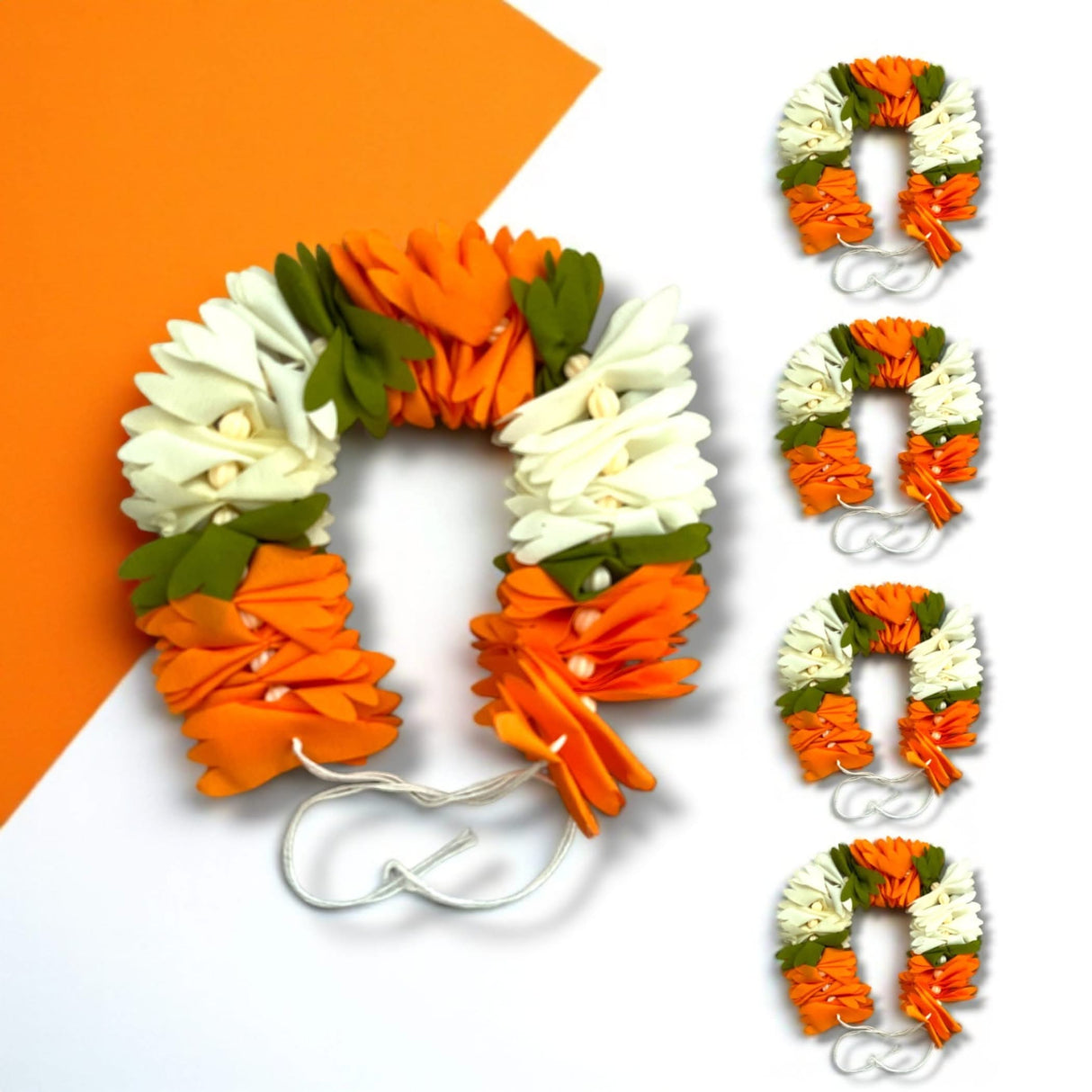 Tricolor flower garland for bridal hair accessory and traditional Indian wedding jewelry
