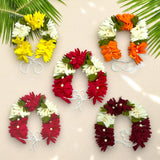 Colorful floral garlands for bridal hair accessories and traditional Indian jewelry