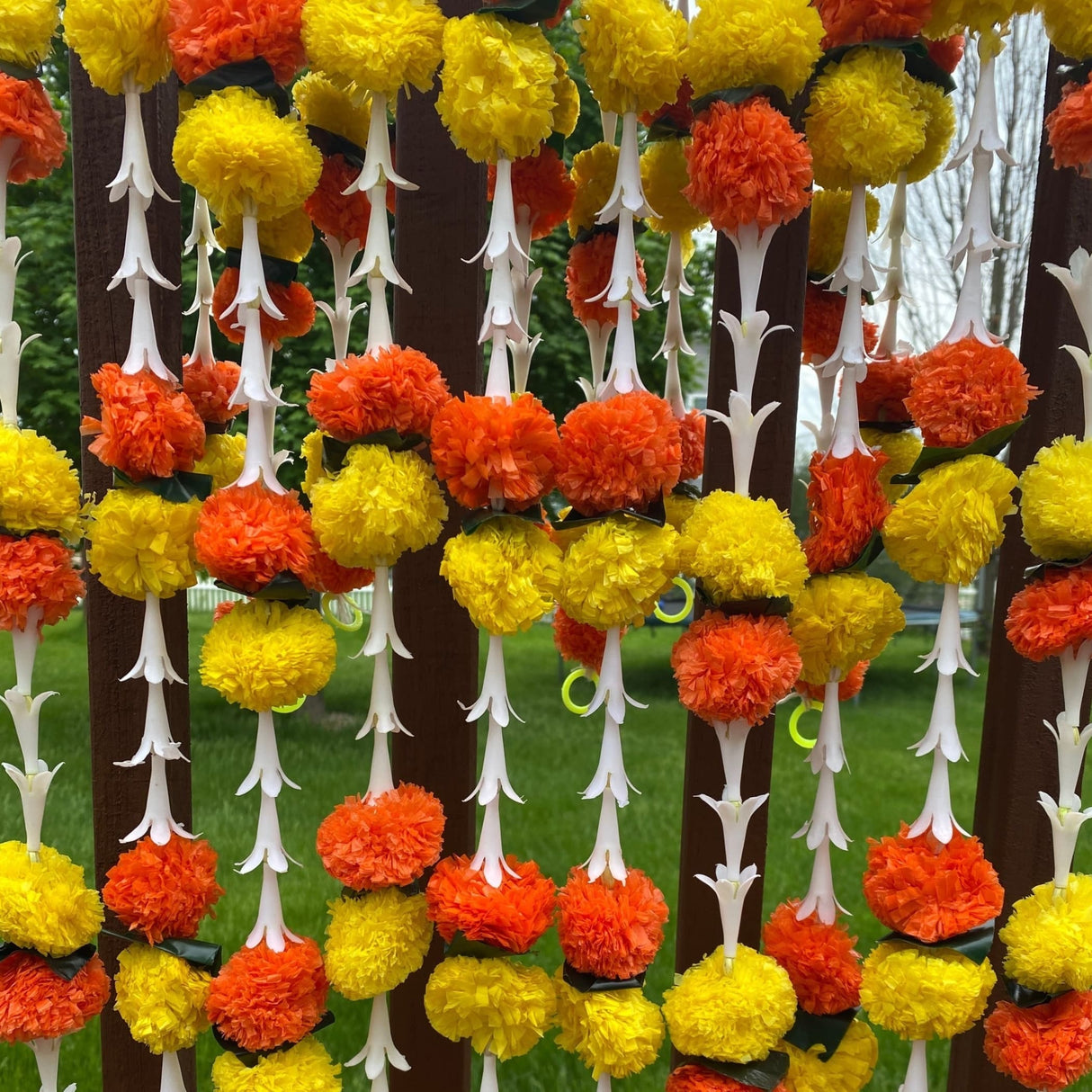 5 strings artificial tuberose marigold flowers garland