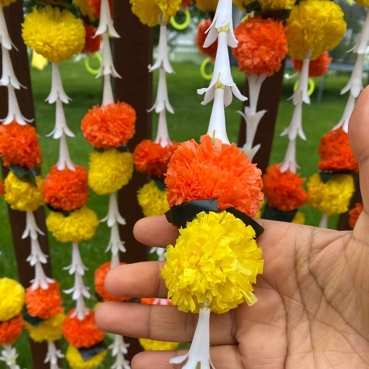 5 strings artificial tuberose marigold flowers garland