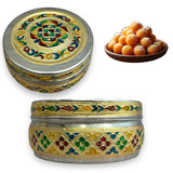 Meenakari stainless steel box decorative round cookie tin