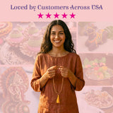 Warm brown wooden 5-face Panchmukhi Rudraksha mala with yellow tassel, 108+1 beads