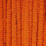 Orange pom-pom trimmings on fabric for 5ct Artificial Marigold Strings Ugadi Indian Decor
