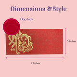 Red textured Ganesha money envelope with gold foil design