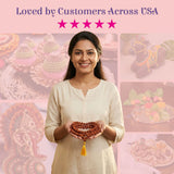 Warm reddish-brown 5-face Panchmukhi Rudraksha Mala with yellow tassel, 108+1 beads