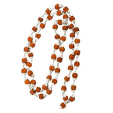Certified 5 face rudraksha mala with silver spacers, authentic prayer beads