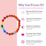 LOVENSPIRE 7 chakra rudraksha bracelet with orange beads, rainbow gems, Buddha charm