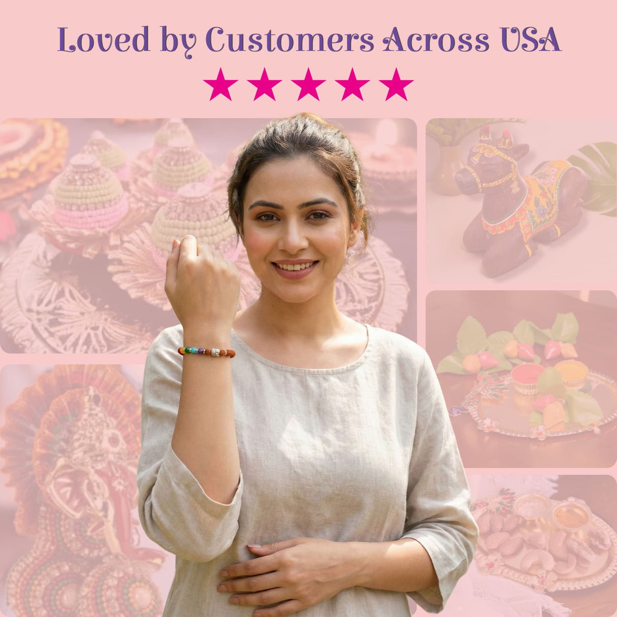 LOVENSPIRE 7 Chakra Rudraksha Bracelet with Buddha Head on wrist