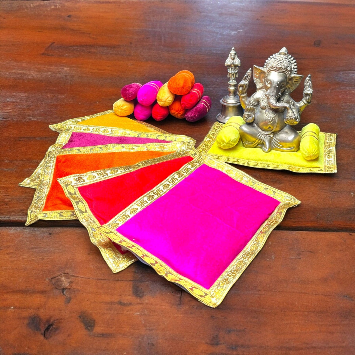 Laddu gopal velvet asan takiya pillow set for lord ganesha