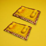 Pack of 2 Velvet Asan Takiya Pillow Set for Laddu Gopal, Krishna, Kanha Ji Ganesha God Goddess Idols – 9 x 6.5 Inch Soft Mattress Cushion Gadda Bed Cum Aasan for Pooja, Home Temple Decor