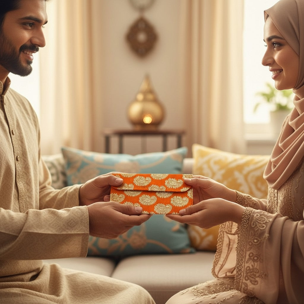 Pack of 5 Money Brocade Fabric Envelopes for Cash Decorative Gotta Shagun Lifafa Gift Card Holder Lucky Cash Currency Holder Magnetic Tip Envelopes Wedding Diwali Gift