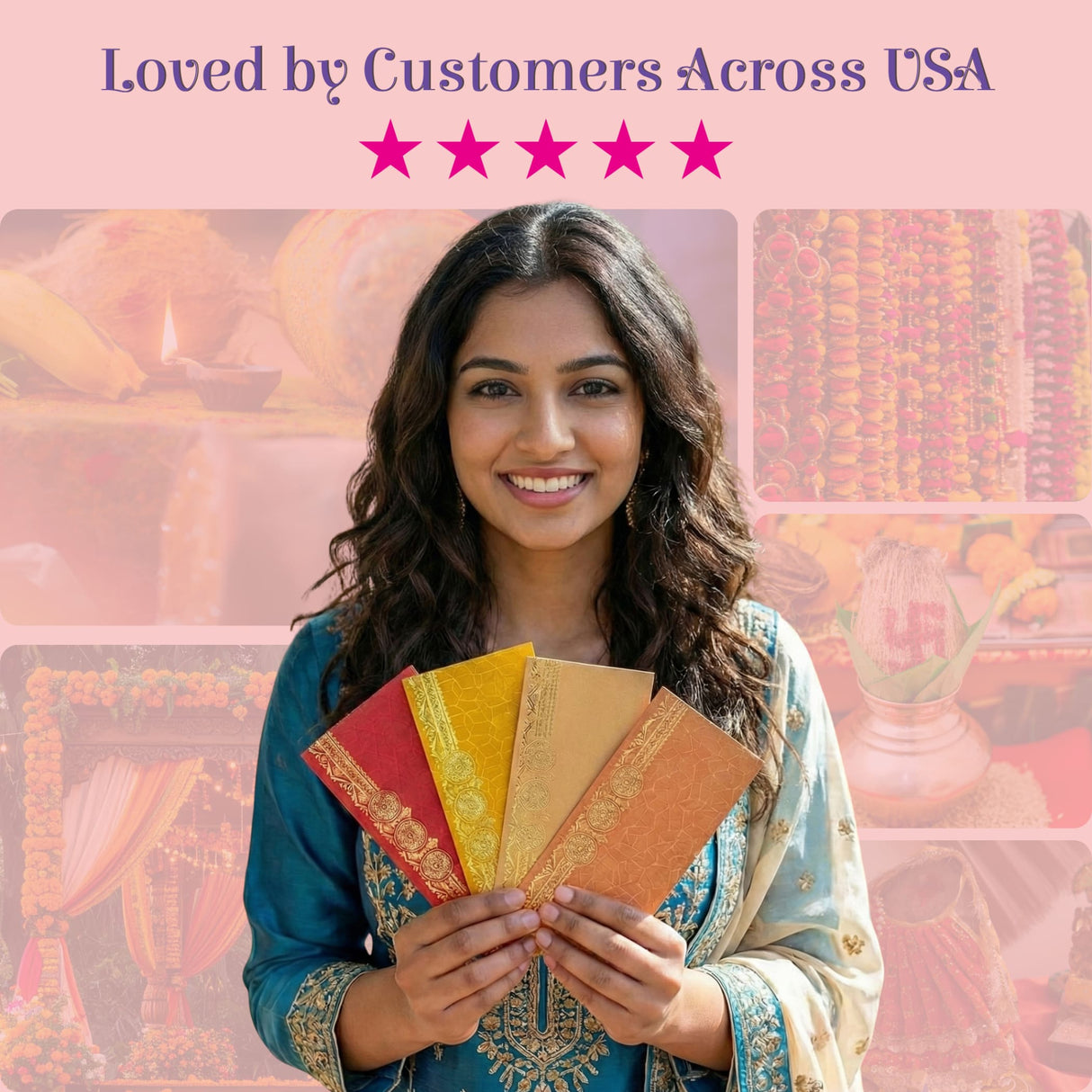 Orange lucky cash shagun envelope with gold foil exchanged by hands