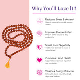 Heart-shaped 5-face Rudraksha beads with yellow tassel, 108+1 prayer mala
