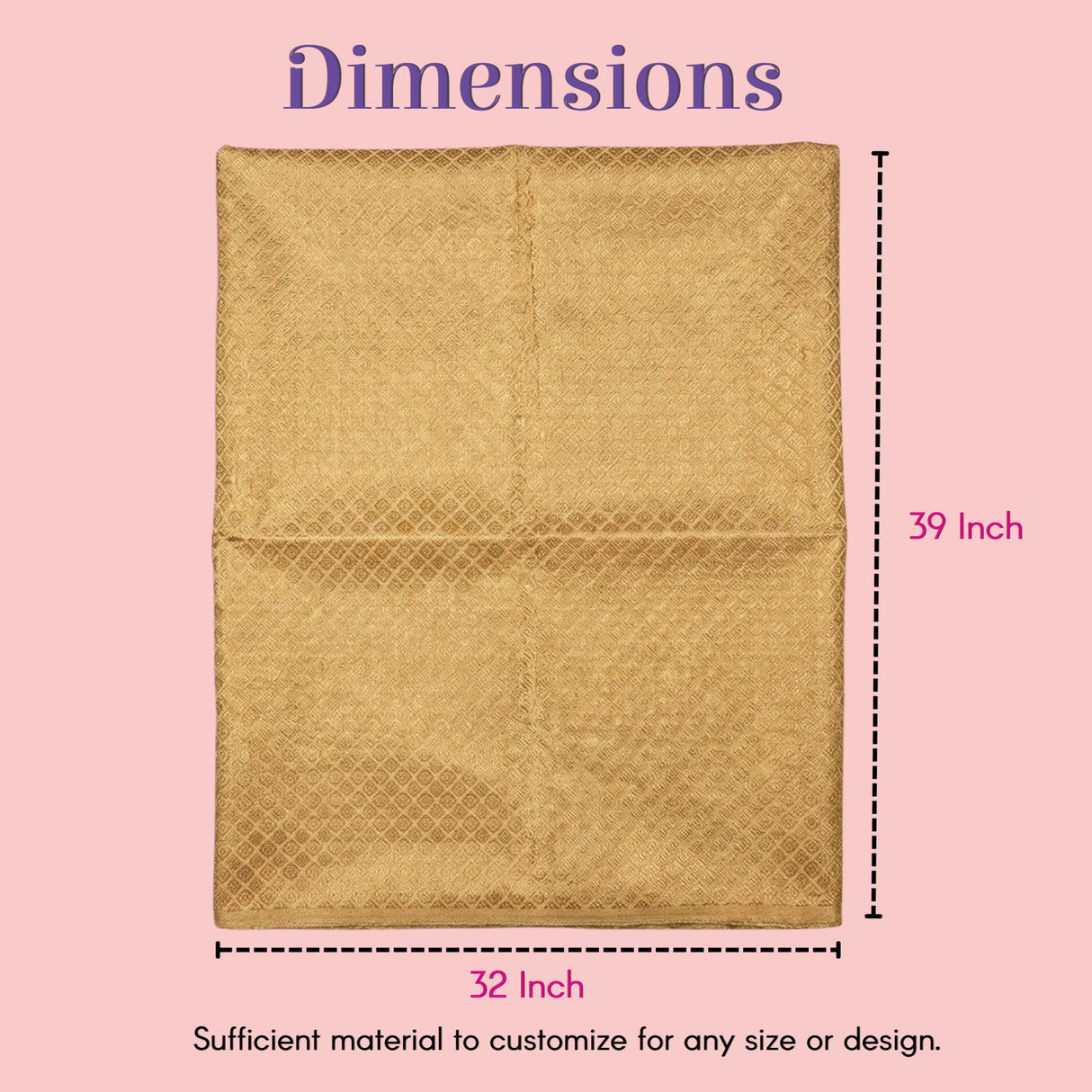 Golden woven brocade unstitched saree blouse fabric