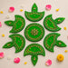 Vibrant green acrylic diya floor rangoli sticker with golden rhinestones for diwali navratri home temple decor