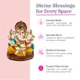 Vibrant 2.25-inch acrylic Ganesh statue with golden accents and gloss finish